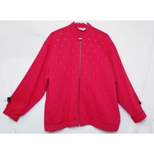 Sunny Sport Women's Red Quilted w/Studs Front Only  Long Sleeve Jacket  Size 14